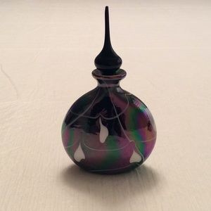 Vintage Perfume Bottle Iridescent Multicolor Glass